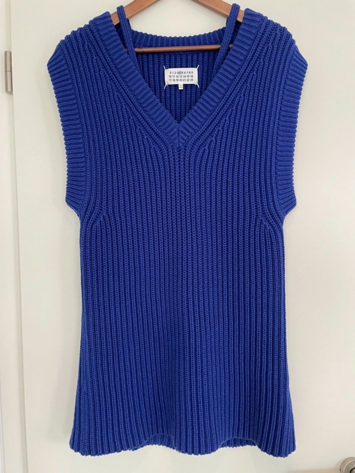 Abito canotta Maison Margiela NUOVO a costine in cotone blu spalline taglia S