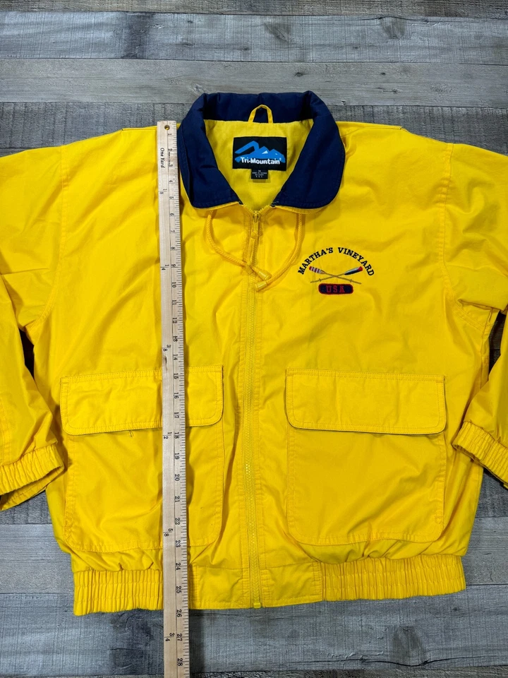 Chaqueta Tri-Mountain Para Hombre Mediana Amarilla Marthas Vineyard Rowing Crew Cortavientos Foto 4 de 4