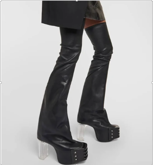 Rick Owens Stivali Pelle Flared Platforms 65 Acid/Clear Over Rick Owens Stivali Pelle Flared Platforms 65 Acid/Clear Over