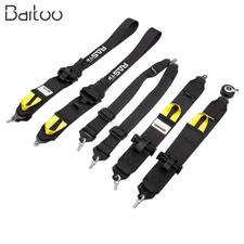 New Black RASTP 2" + 3"  6-Point Seat Belt Retractable Seat Belts Universal