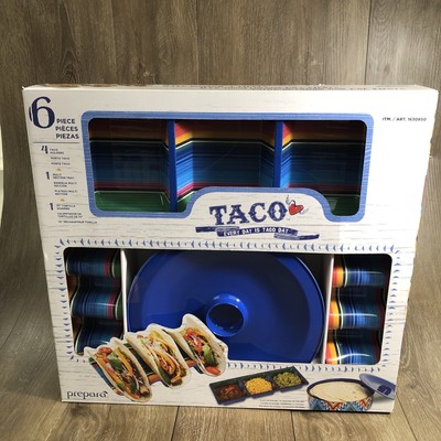 Prepara 6 Piece Taco Preparation Set Taco Holders Tortilla Warmer Sectional Tray