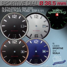 DIAL, ETA 2824-2, 2892-A2, SW 200,SW300, SOPROD A10,M100  Ø36.5 mm Ref SPORTIVE