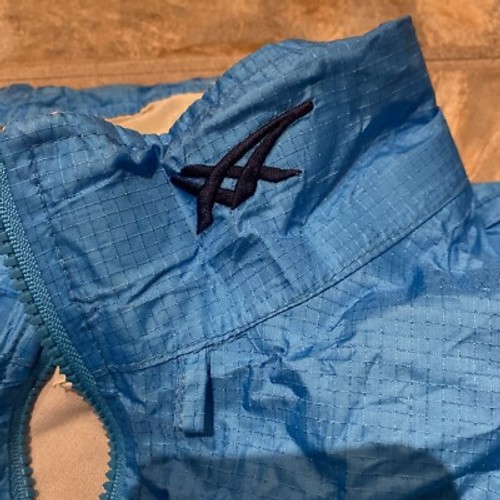 Vintage 80s Asics Gore-Tex Full Zip Windbreaker Jacket Cyan Navy White Size M - Picture 4 of 17