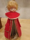 Vintage Gold Christmas Angel Painted Fanned Book & Felt Folk Art 11" Tall — photo 3
