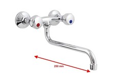 Spültisch Armatur Wandarmatur Küche Wasserhahn Schwenkauslauf Zweigriffarmatur