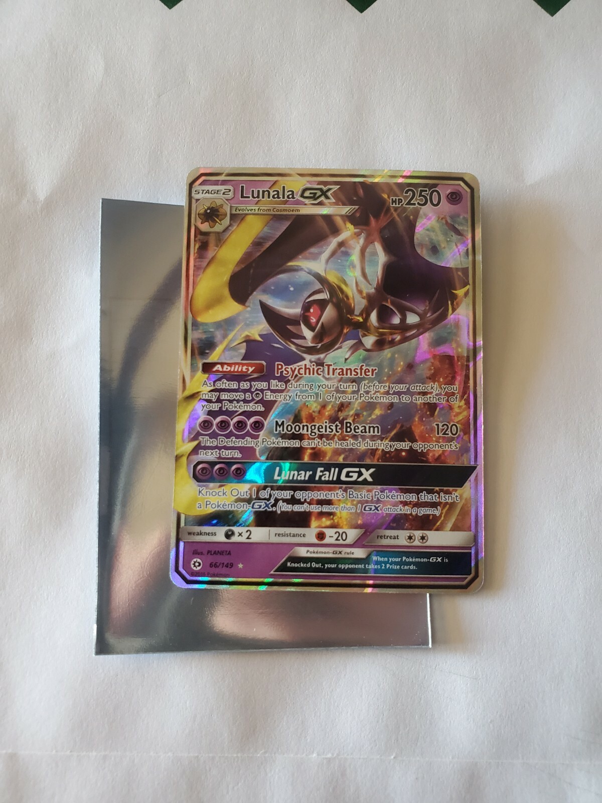 LUNALA GX 66/149 Sun Moon Base Set Ultra Rare Pokemon Card Near Mint