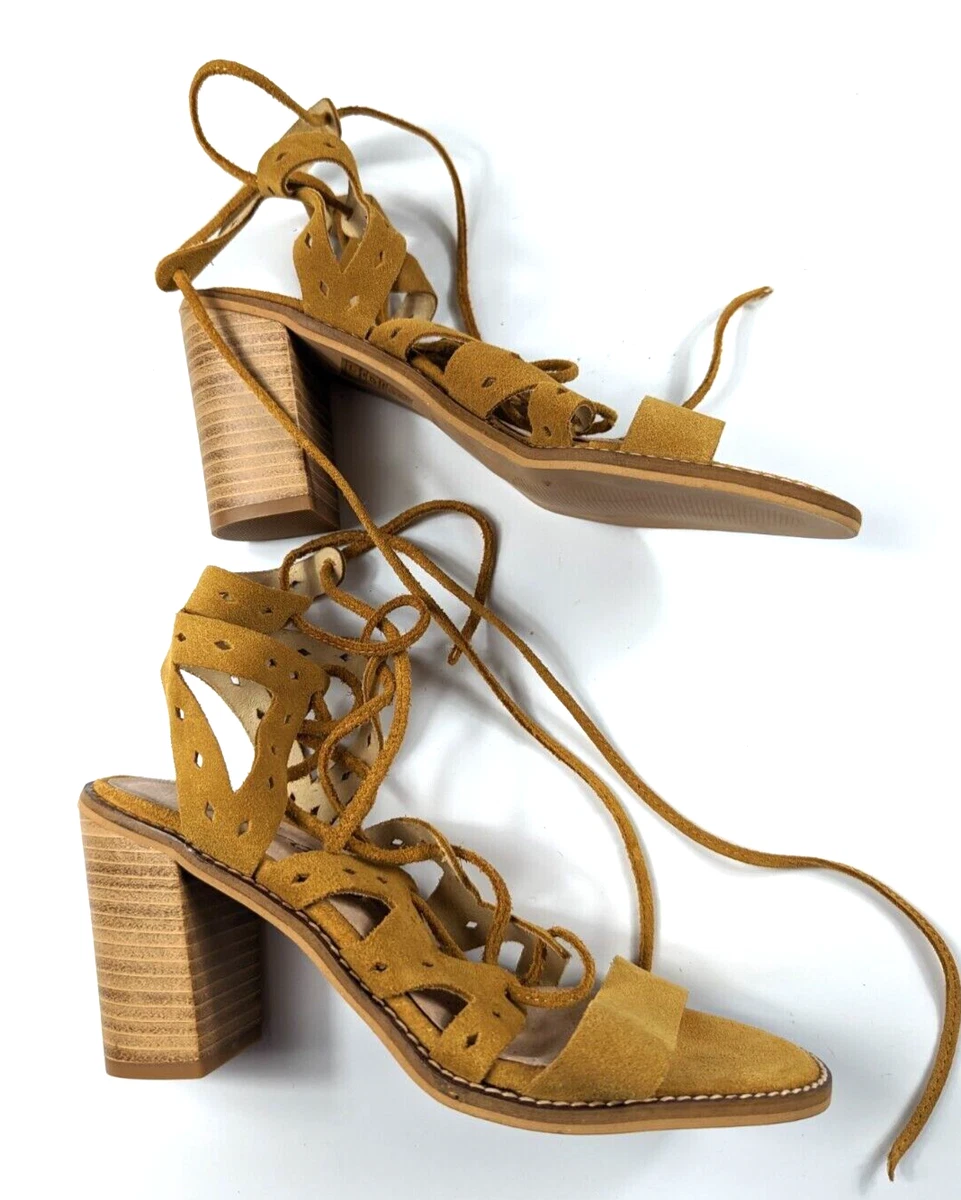 Cool by Coolway Leather Lace Up Open Toe Gladiator Heels Shoes 39