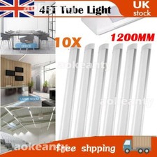10x 4FT 1200mm LED Slimline Batten Tube Light Strip Bar Panel Downlight White UK