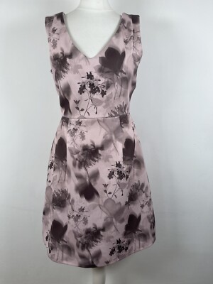 Next Größe UK 8 Altrosa Blumen A-Linie Kleid V vorne hinten Anlass ärmellos 