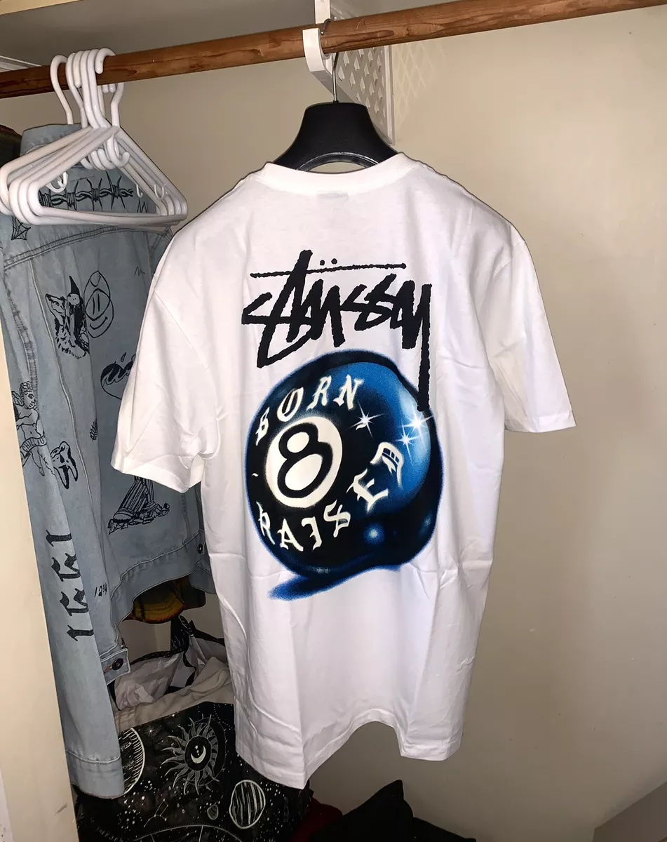 stussy 8 ball tee white