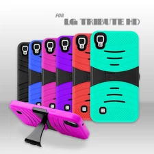 Armor Kickstand Shock Proof Case Cover For 2016 Boost Mobile LG Tribute HD LS676