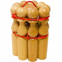 9 Holzkegel 30 Cm Hoch Kegelspiel Mit Kegeln Und 2 Kugeln Ø 9Cm Aus Holz Bowling