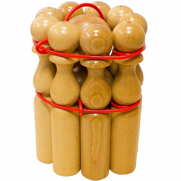 9 Holzkegel 30 Cm Hoch Kegelspiel Mit Kegeln Und 2 Kugeln Ø 9Cm Aus Holz Bowling-image