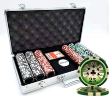 MRC POKER 300PCS 14G HIGH ROLLER POKER CHIPS SET WITH ALUM CASE