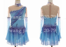 New Ice Figure Skating Dress Figure Skating Dress For Competition blue dyeing