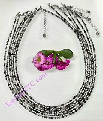 Wholesale Lot 6 Pcs 2mm Natural Tourmalinated Quartz Necklaces Crystal Healing