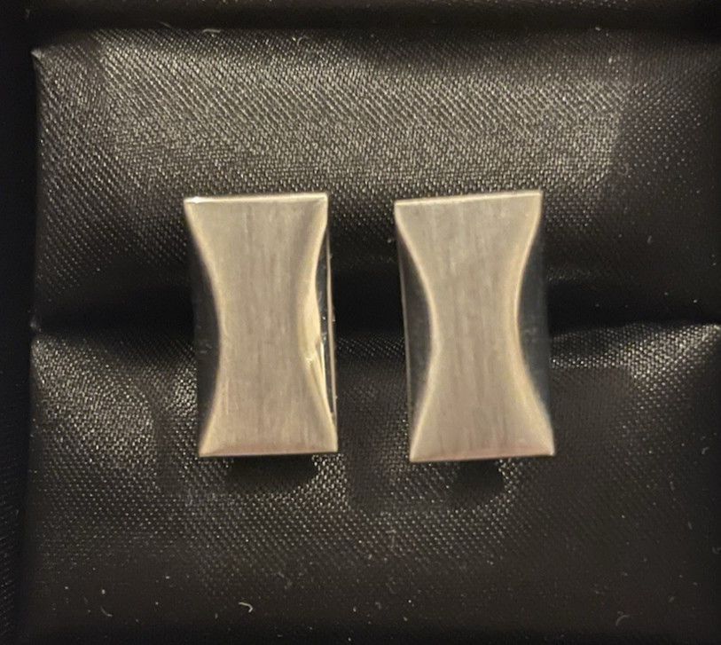 Silver Rectangular Bar Matt & Polished Effect Cuf… - image 2