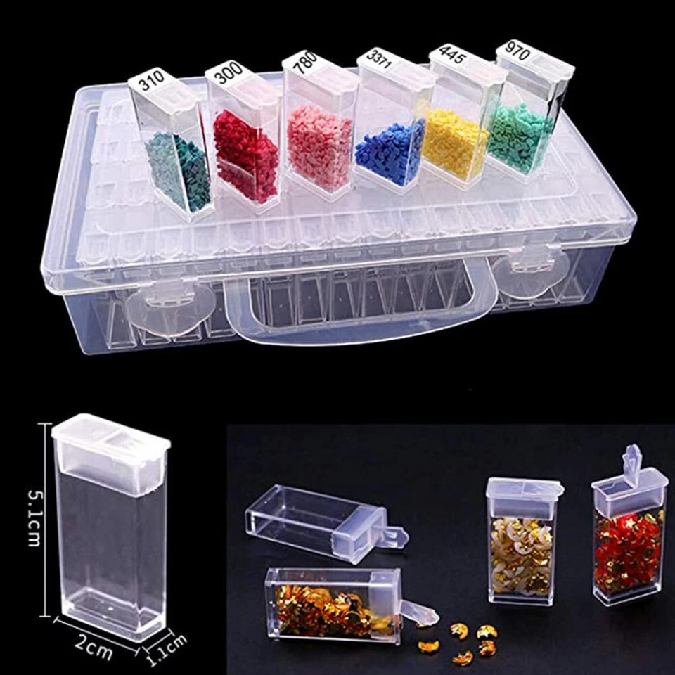 64 Grids Diamond Painting Storage Box Case Embroidery Nail Art Accessory Display - Image 2 of 4