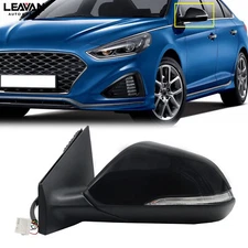 8-pin For Hyundai Sonata 2015-2017 Mirror Left Driver Black Heated Hand W/ Blind
