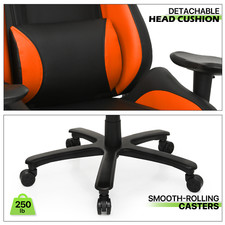 Orange [CARBON FIBER] Racing Gaming Chair Leather Ergonomic Swivel Computer Seat 11