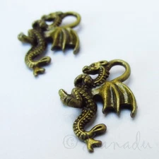 Dragon 21mm Wholesale Antiqued Bronze 3D Charm Pendants C4845 - 10, 20 or 50PCs