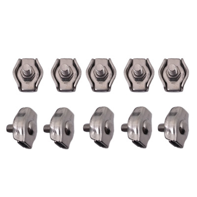 10pcs 4mm 304/A2 Stainless Steel Wire Rope Simple Grip Cable Clamp