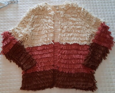Women Sm Cardigan Sweater Loop Eyelash Yarn Open Front New w/tag Dusty Cedar
