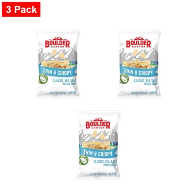 Boulder Canyon Thin & Crispy Classic Sea Salt Potato Chips, 6 Oz - 3 Pack
