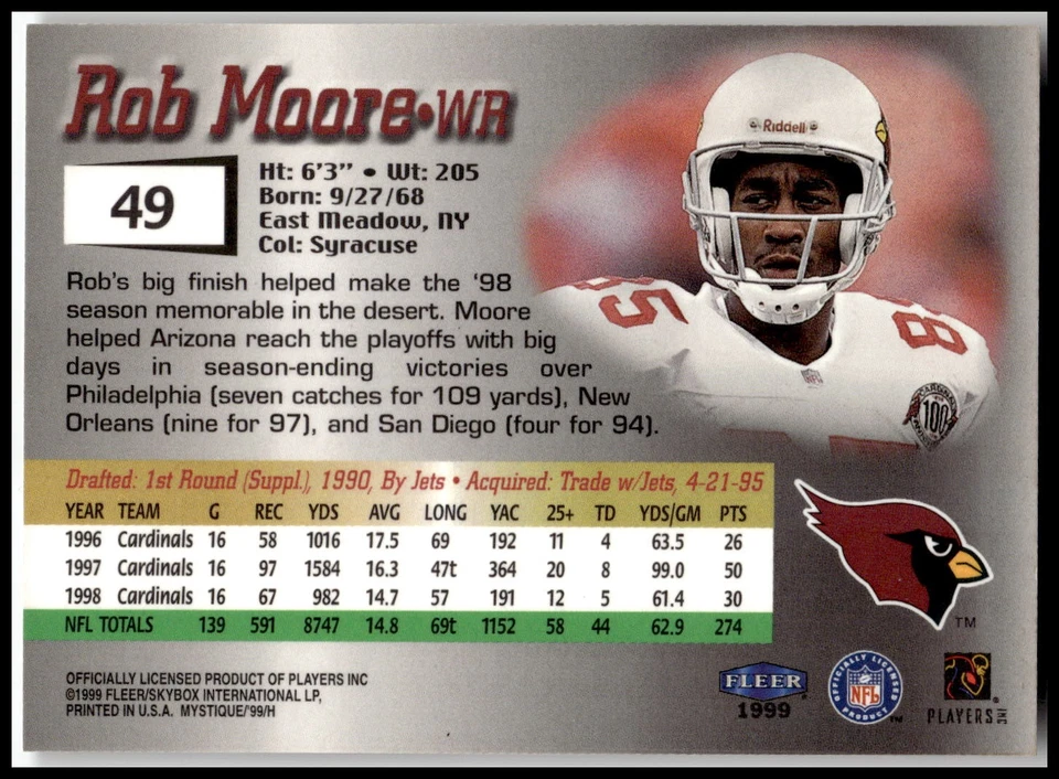 1999 Fleer Mystique #49 Rob Moore - Image 2 of 2
