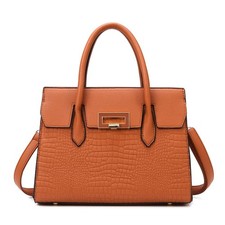 Damentasche Orange PU-Leder, groß, elegant, Nähgarn, quadratisch, Schnalle