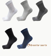 Men Crew Five Finger Toe Striped Ankle Mesh Solid Sport Cotton Work Socks 5Pairs