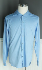 Kenneth Cole Reaction Slim Fit Non-Iron Long Sleeve Button-Up M Blue Micro-Plaid