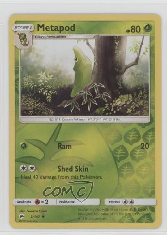 Metapod Reverse Foil Pokemon Sun & Moon Burning Shadows #2