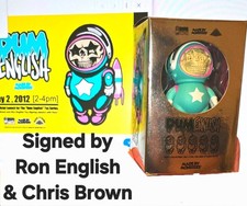 Ron English X Chris Brown Dum English Grin Blue Astronaut Made Monsters Signed