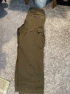 Abercrombie & Fitch Men's Brown Solid Cargo Pants 31 - 30 Regular Button Pockets