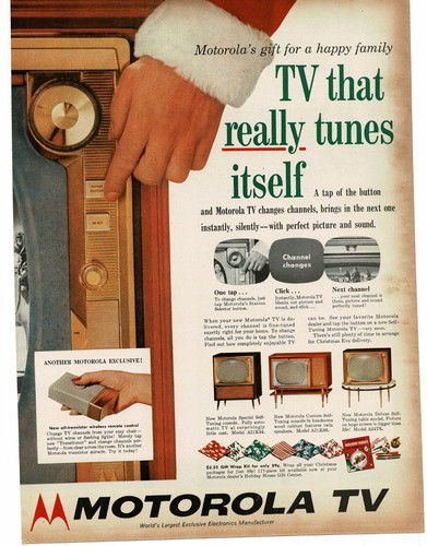 1956 Motorola Color TV Television self-tuning w Remote Control Vintage Print Ad