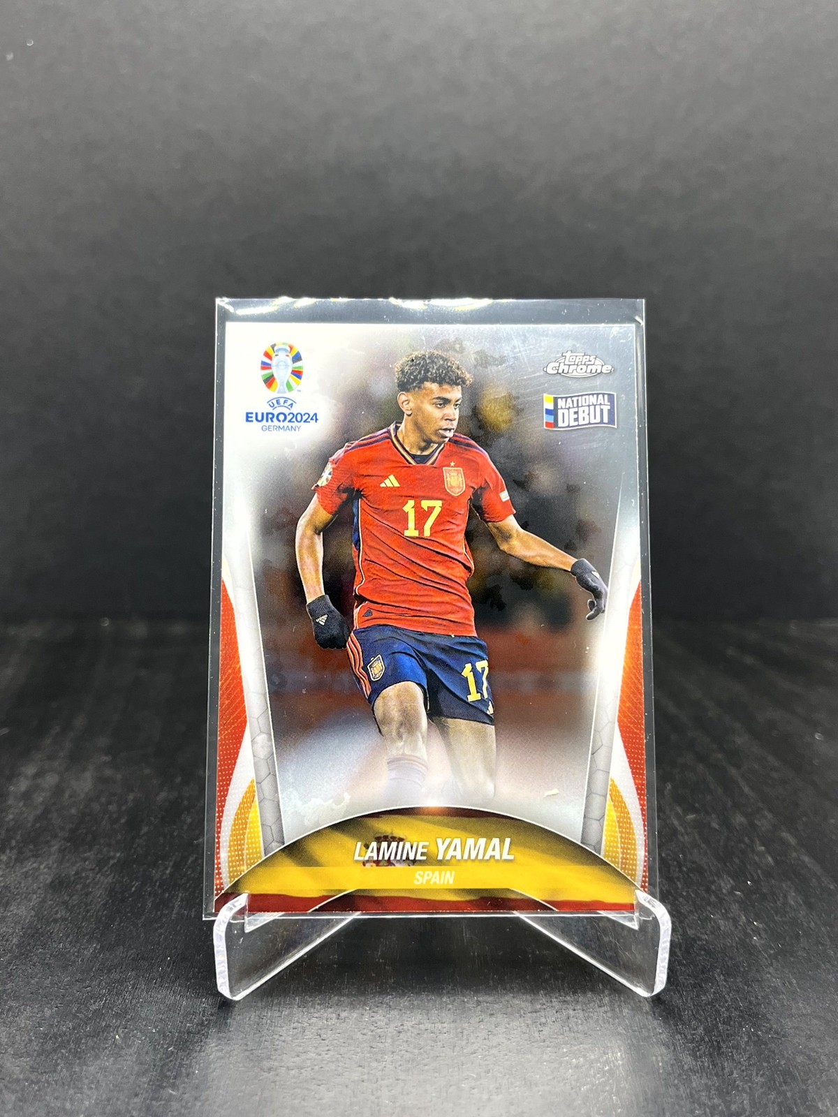 2024 Topps Chrome UEFA Euro Soccer Lamine Yamal RC Rookie #17