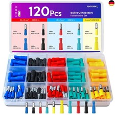 Kabelschuhe Set 120 Stück, 60 Stück Rundstecker und 60 Stück Rundsteckverbinder