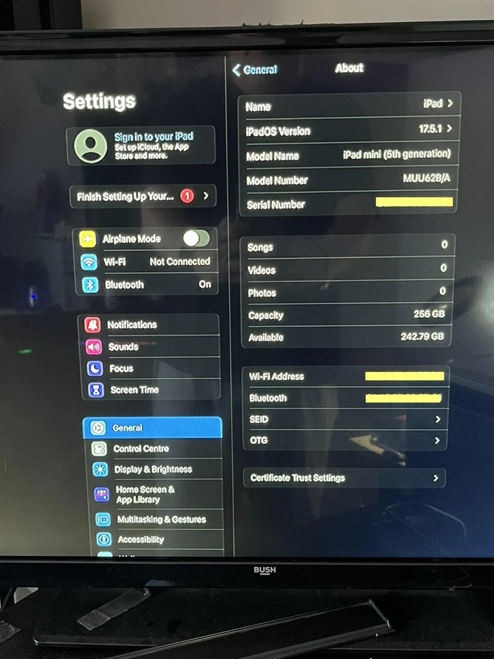 Apple iPad Mini 5th Gen. 256GB, Wi-Fi, 7.9 in - Gold FAULTY SPARES OR REPAIRS - Image 3 of 4