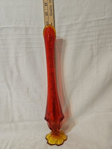 Vintage Fenton? Amberina Swung Vase 13 1/4" Mid Century Modern Glass Stretch - Picture 15 of 24