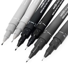 Uni Pin Fineliner Drawing Pen - Sketching Set - Gray Tones - 0.1/0.5Mm