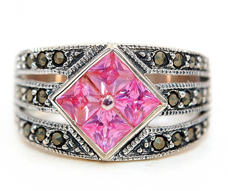 1CT Heat Treated Pink Topaz 925 Sterling Silver Ring Sz 8 F8-1