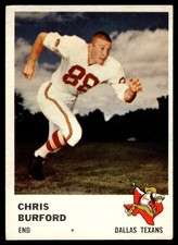 1961 Fleer Chris Burford #204 Dallas Texans HIGHER GRADE NO CREASES