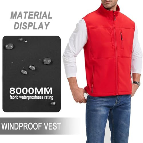 Mens Winter Vests Outerwear Fleece Lined Puffer Vest Warm Casual Large Red/02 - Bild 3 von 6