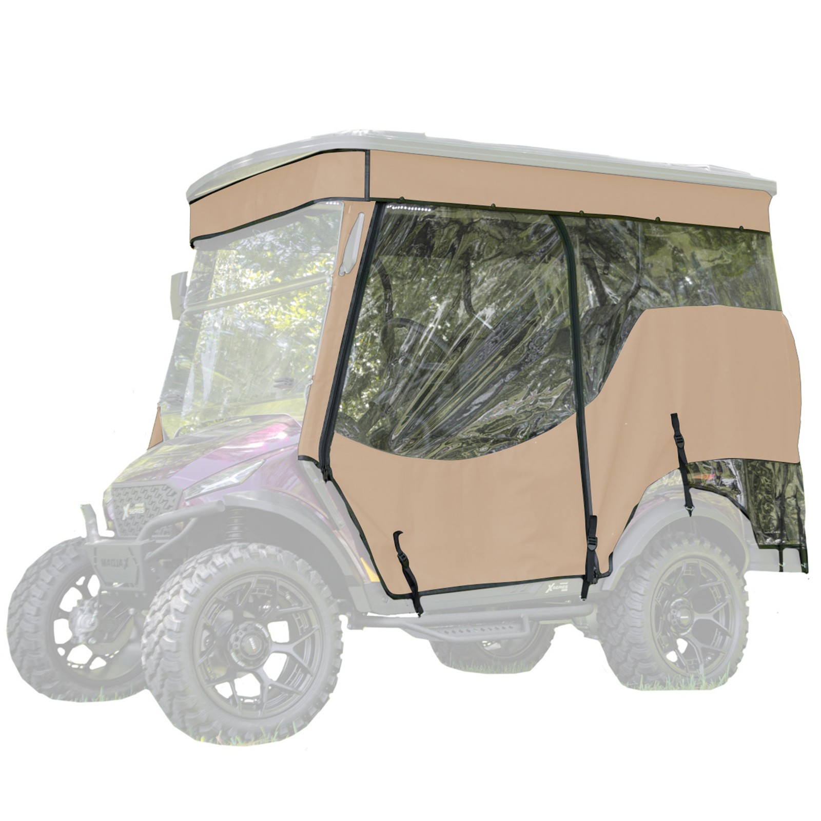 RedDot 3-Sided Golf Cart Enclosure for MadJax XSeries X4 | Linen | Track Style