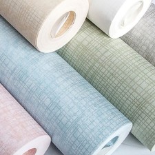 1-6X Plain Thick Textured Flat Woven Linen Effect Flock Paste the Wall Wallpaper
