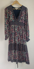Monsoon Boho Hippy Paisley Long Sleeve Midi / Maxi Fully Lined Dress UK Size 8