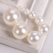 Round 3mm 18mm Beige ABS Plastic Artificial Pearl Loose Beads lot DIY Jewelry