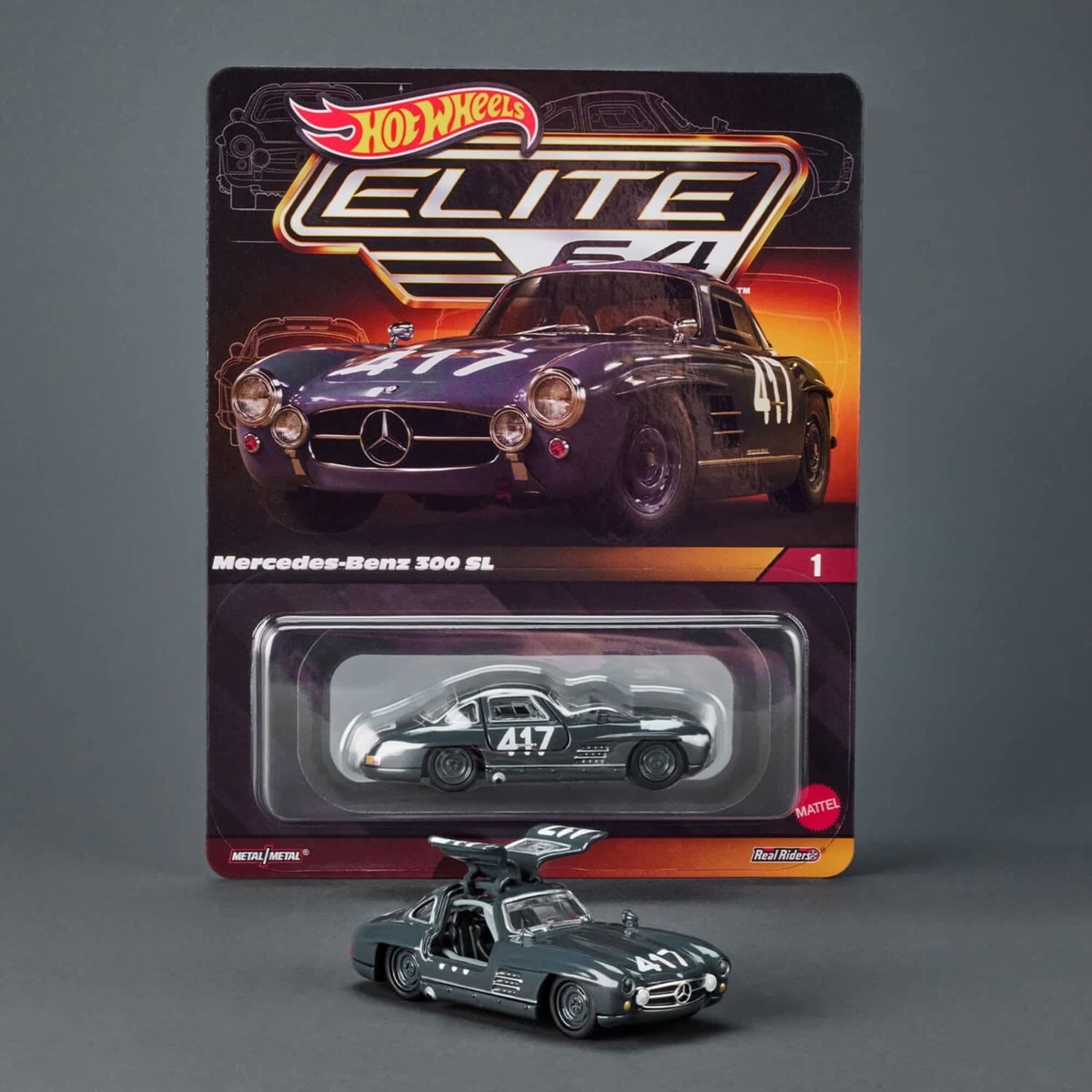 Hot Wheels 1955 Mercedes-Benz 300 SL RLC Elite 64 Gray Exclusive