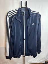 Adidas Men s Essentials 3 Stripes Tricot Track Jacket Size L large Navy Blue